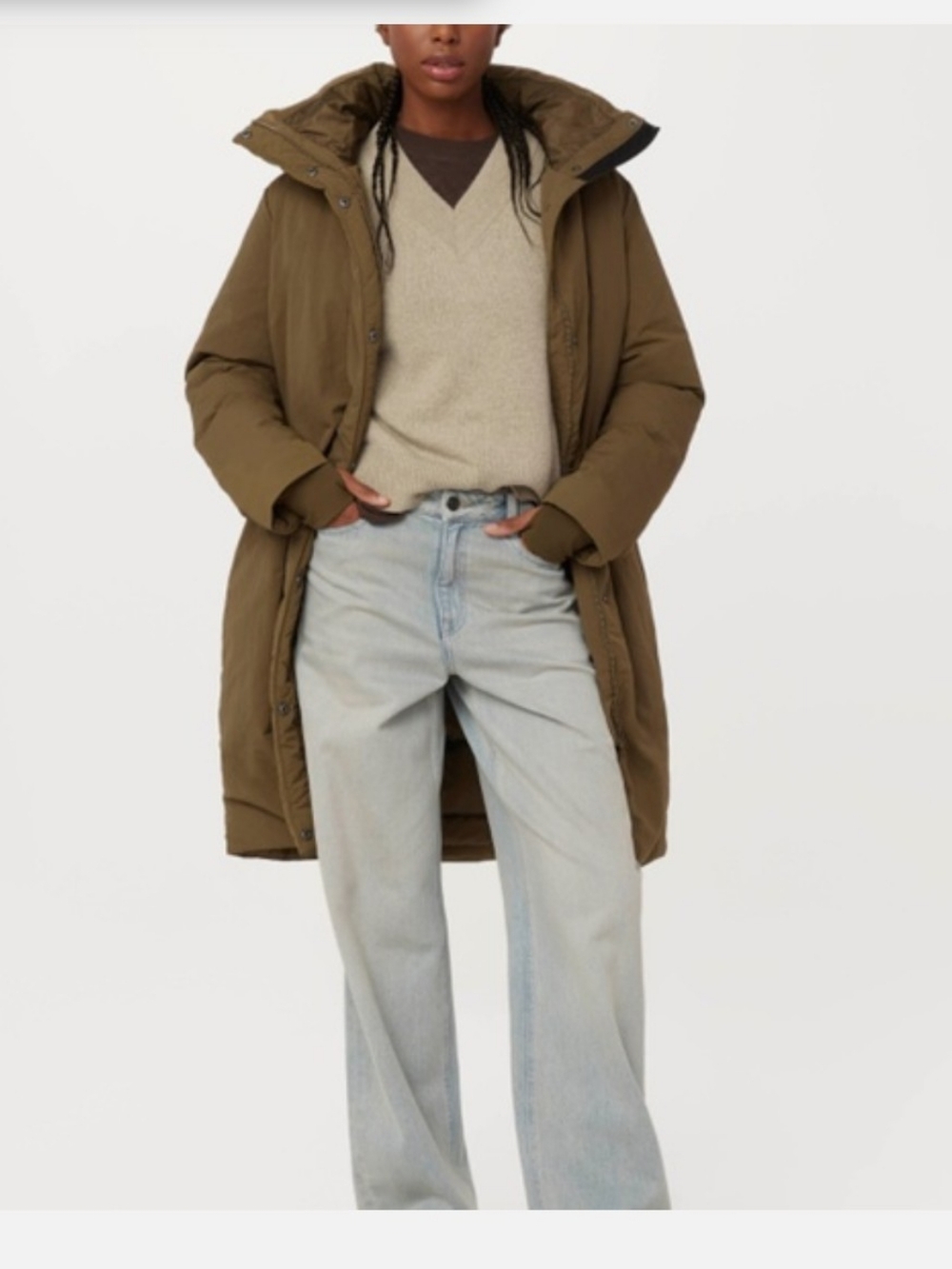 Frank & Oak Iceland Long Coat in Dark Olive